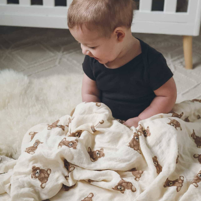 Teddy Bear Bamboo Muslin Baby Swaddle