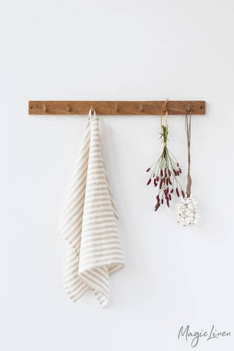 Striped Natural Linen Tea Towel