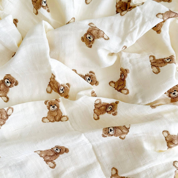 Teddy Bear Bamboo Muslin Baby Swaddle