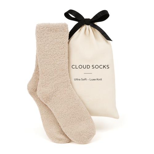 Luxe Cloud Socks by Sweet Dreams in Beige - Holiday Gift