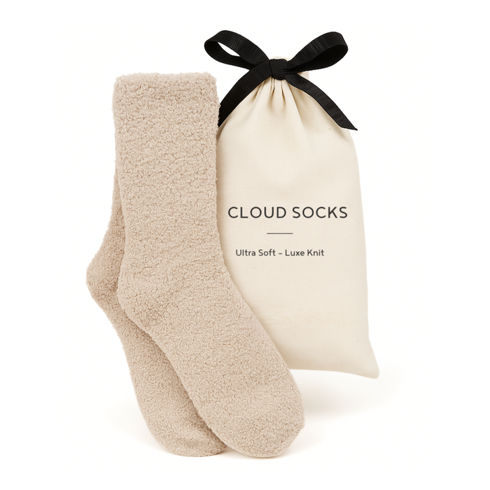 Luxe Cloud Socks by Sweet Dreams in Beige - Holiday Gift